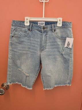 NWT Colorful Planet Boys Size 18 Denim Jean Shorts Distressed Design Frayed Hem